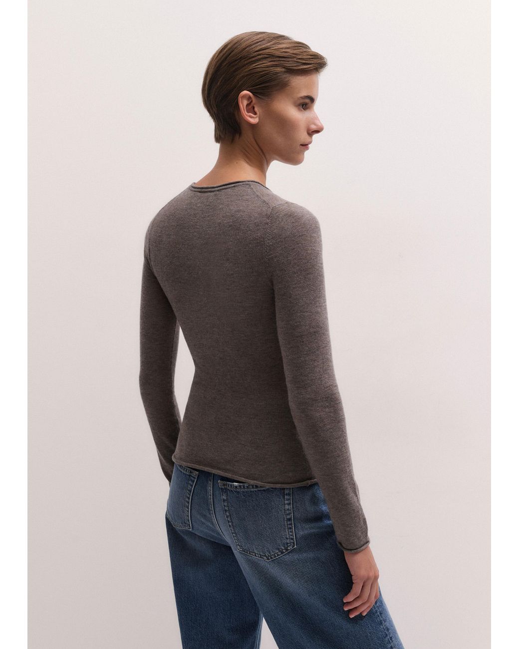 ME+EM Multicolor Barely There Jersey Stitch Crew Neck