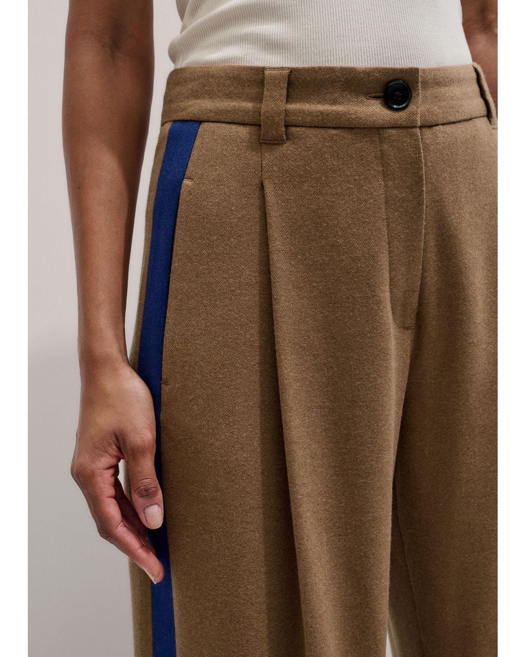 ME+EM Brown Straight Pleat Front Trouser