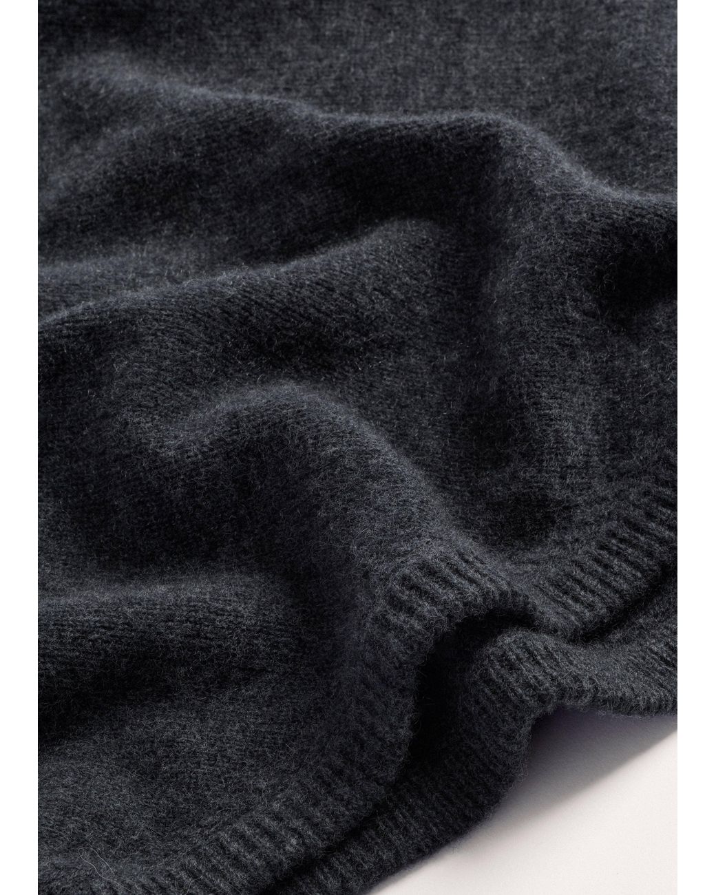 ME+EM Blue Cashmere Triangle Knit Scarf Charcoal Melange