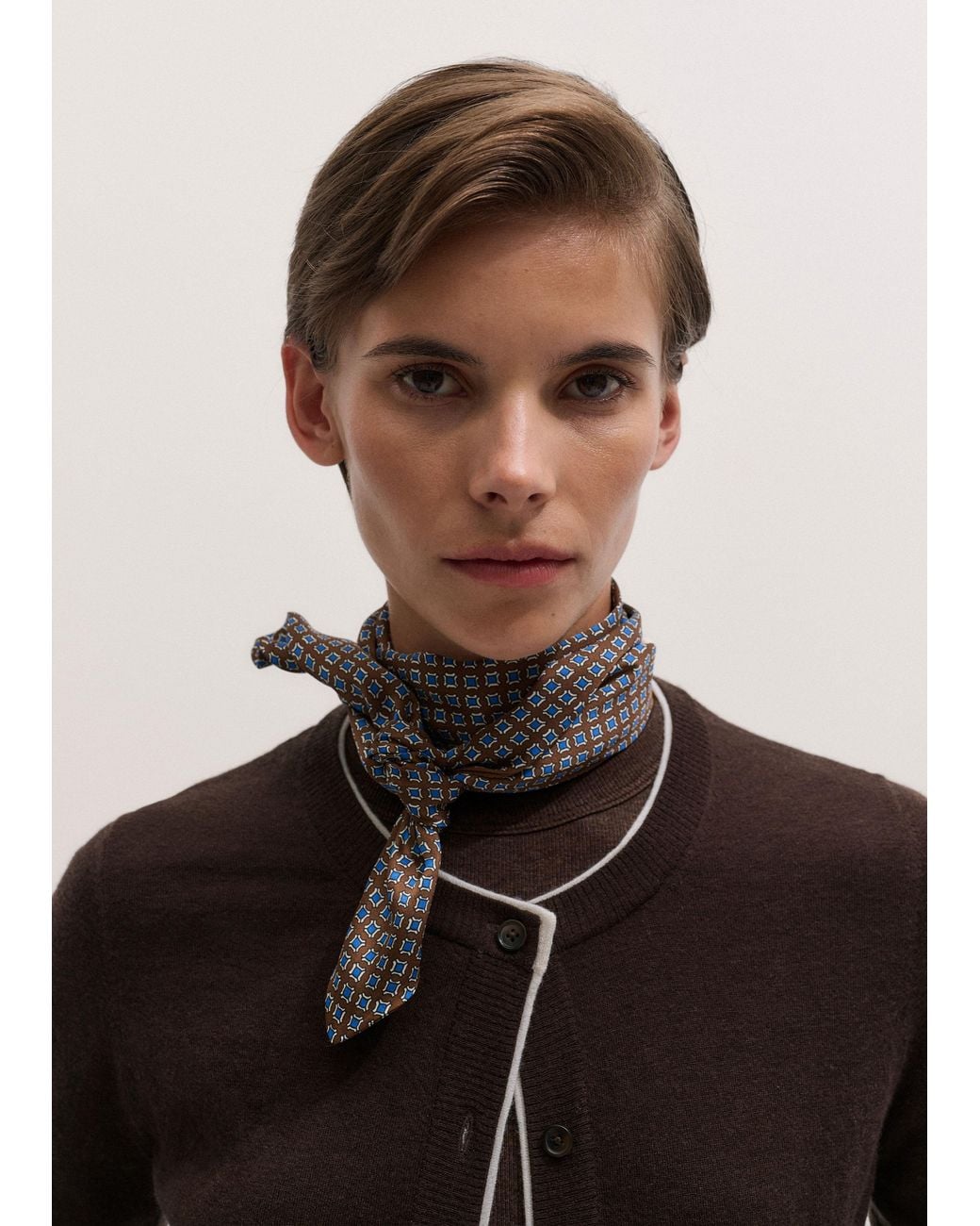 ME+EM Multicolor Squared Geo Print Evening Scarf