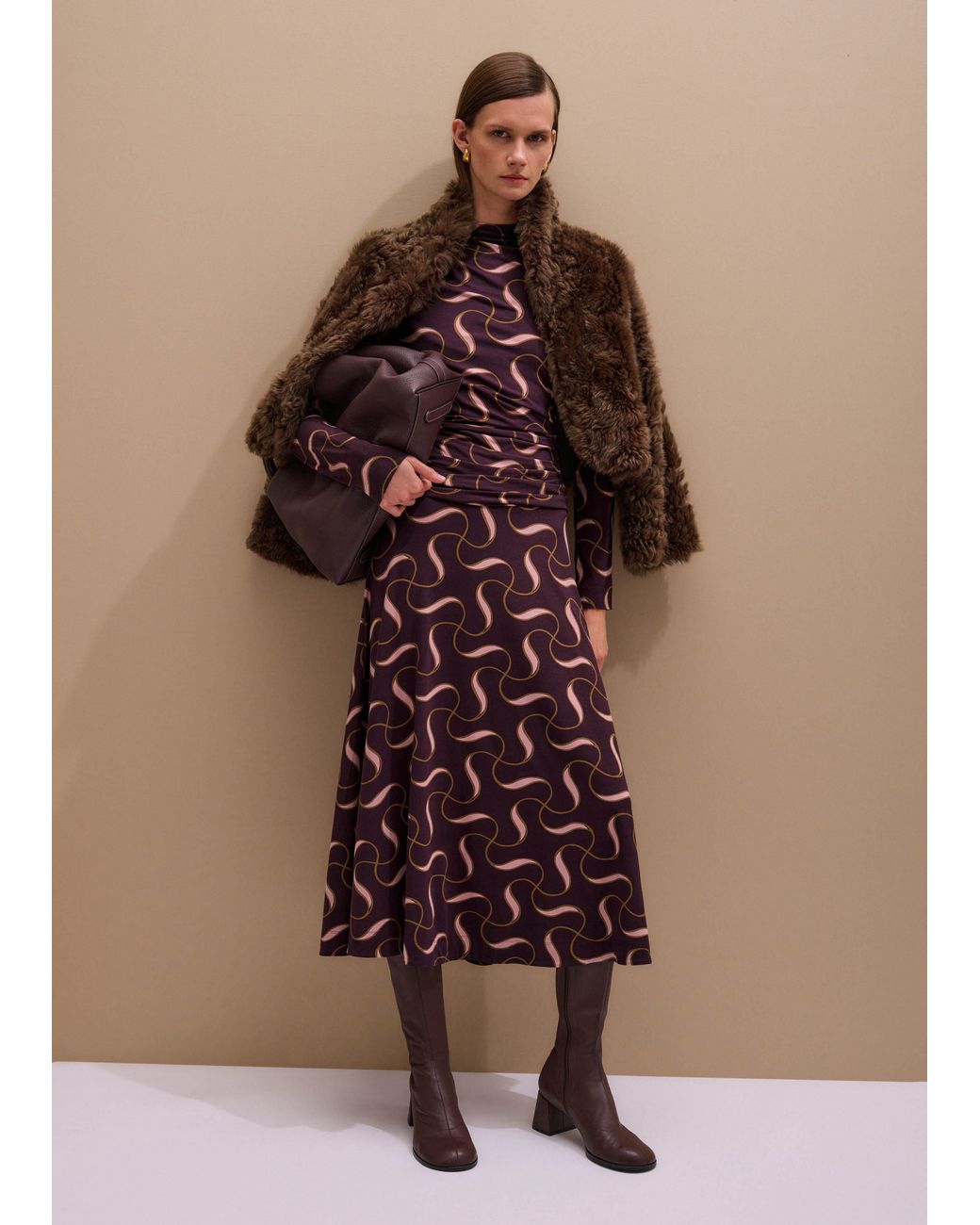 ME+EM Multicolor Twisted Ribbon Print Maxi Dress