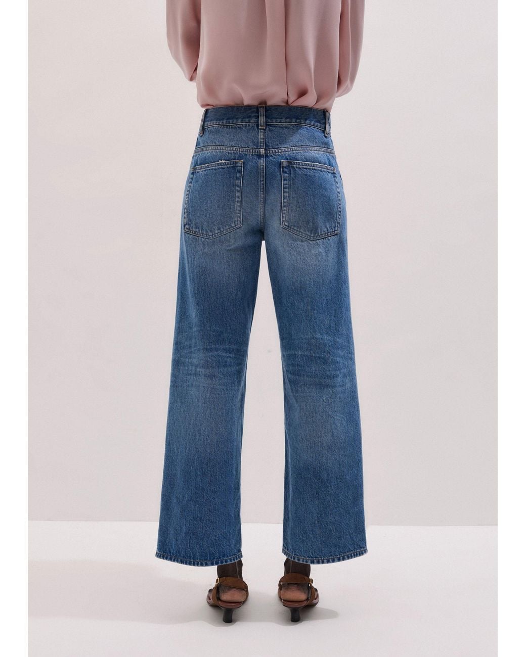 ME+EM Blue Relaxed Straight Crop Jean