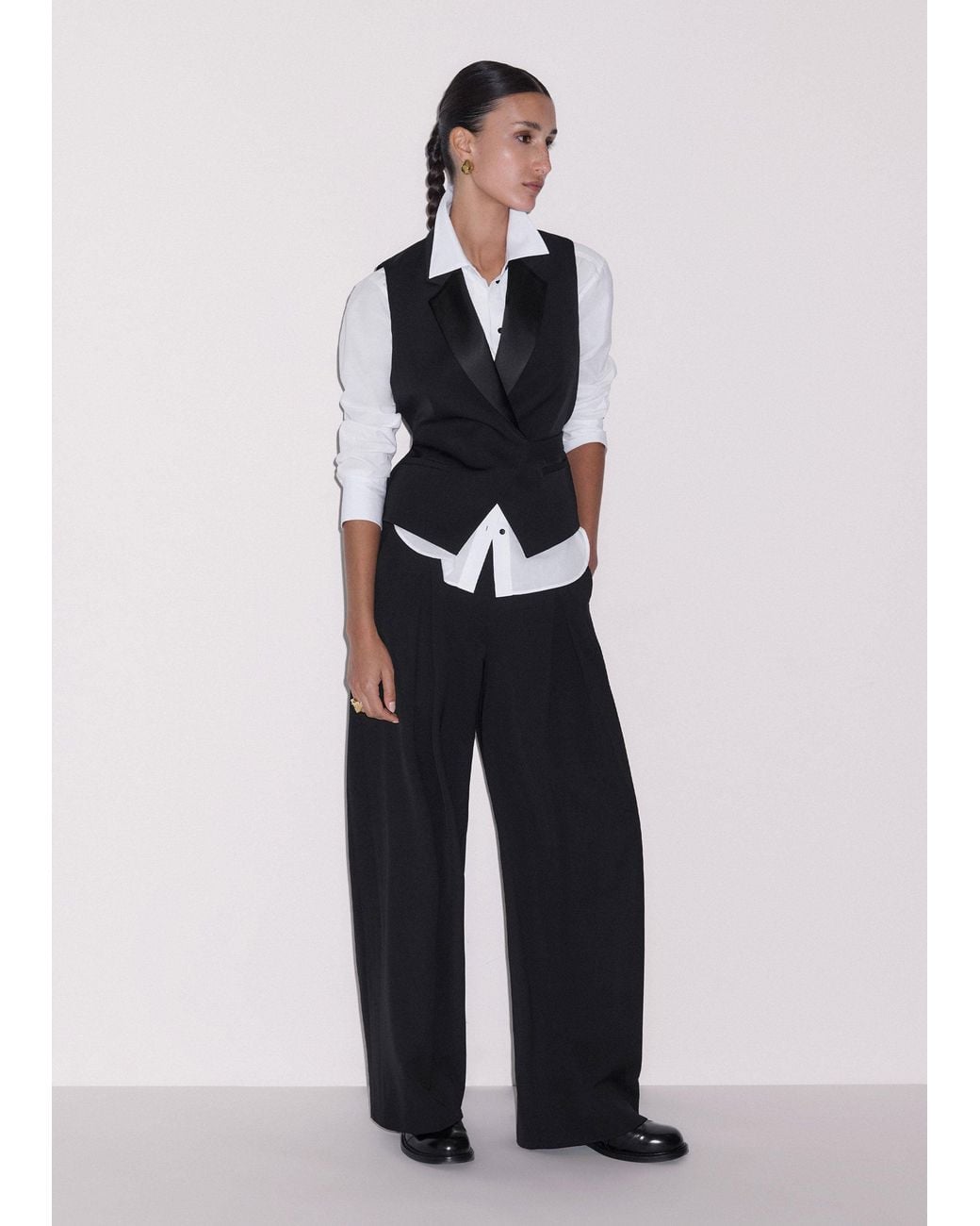 ME+EM Black Tux Wrap Waistcoat