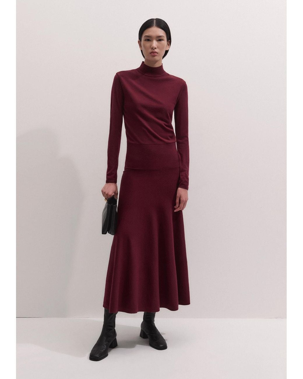 ME+EM Red High Neck Knit Maxi Dress + Layering Top