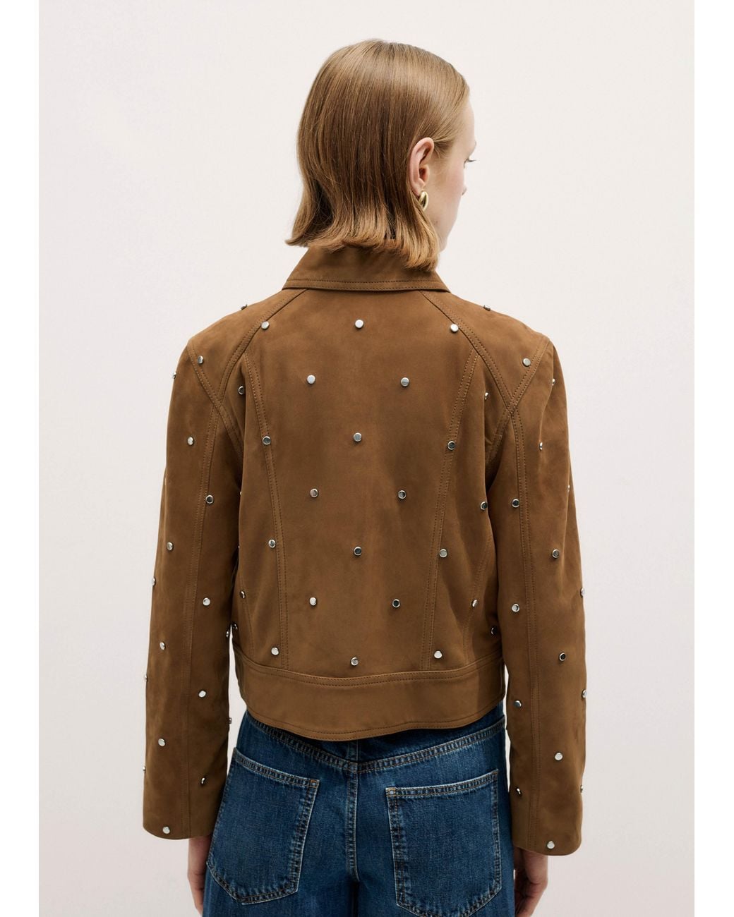 ME+EM Brown Relaxed Embellished Stud Jacket
