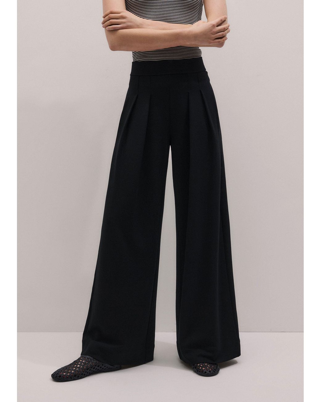 ME+EM Black Luxe Travel Tailoring Wide-Leg Trouser