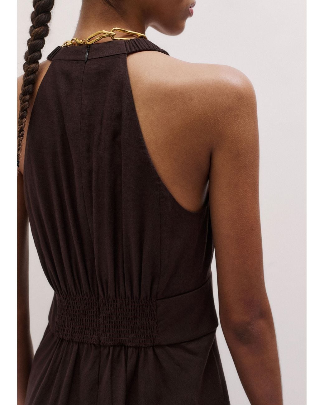 ME+EM Multicolor Crease-Less Linen Twist Front Maxi Dress