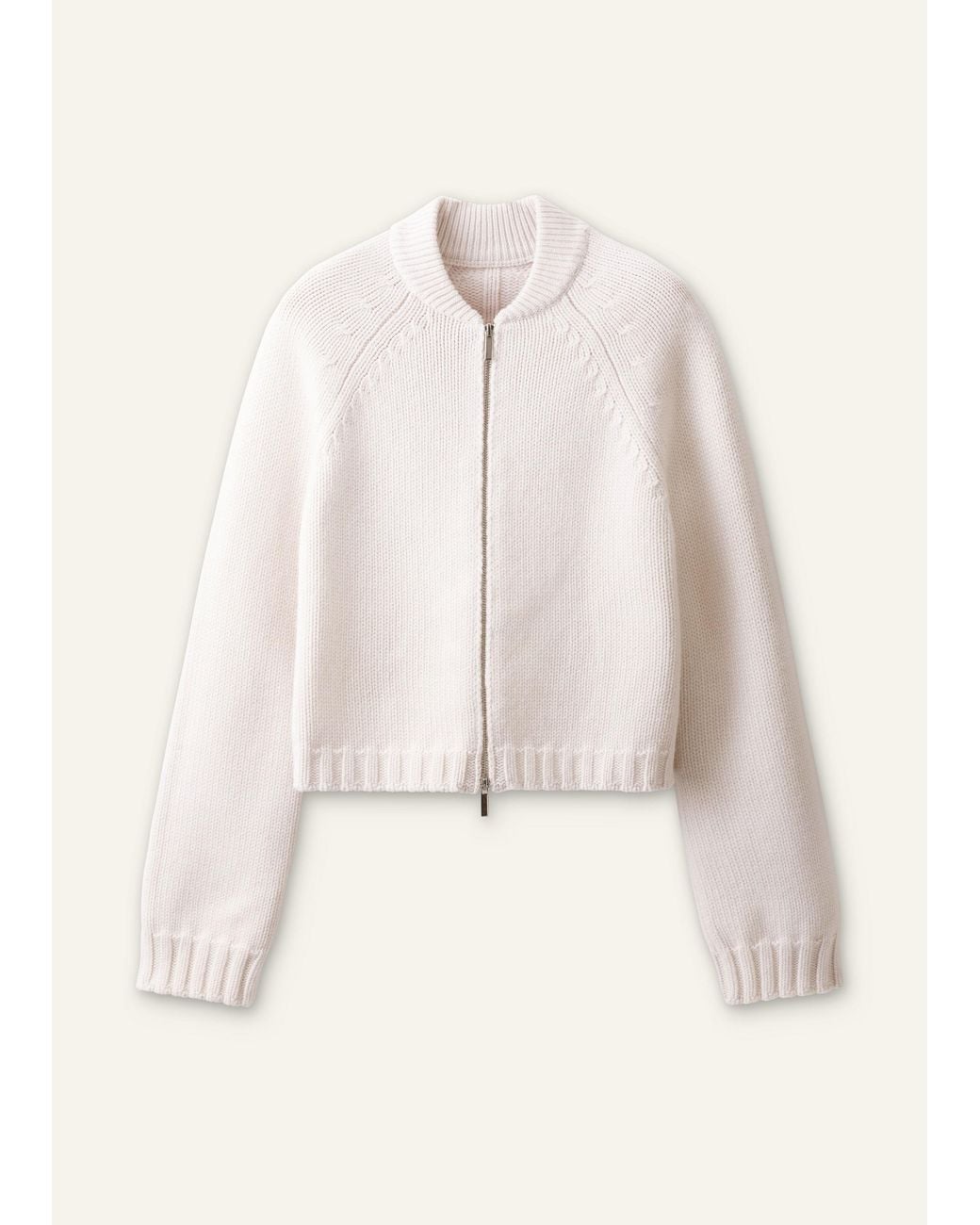 ME+EM Natural Chunky Wool Cotton Knit Bomber