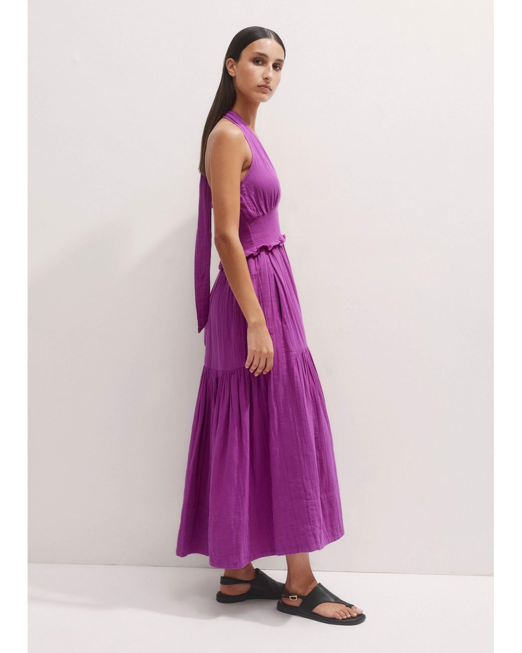 ME+EM Pink Cheesecloth Halterneck Maxi Dress