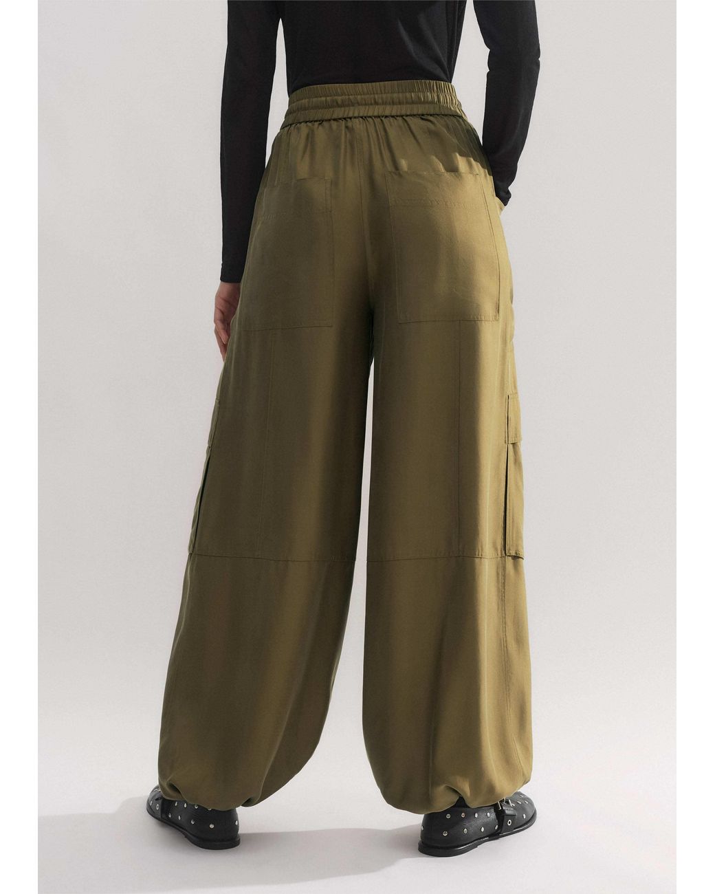 ME+EM Multicolor Washed Silk Parachute Trouser