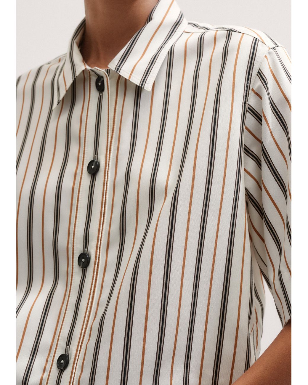 ME+EM Multicolor Fluid Crop Overshirt/Tobacco