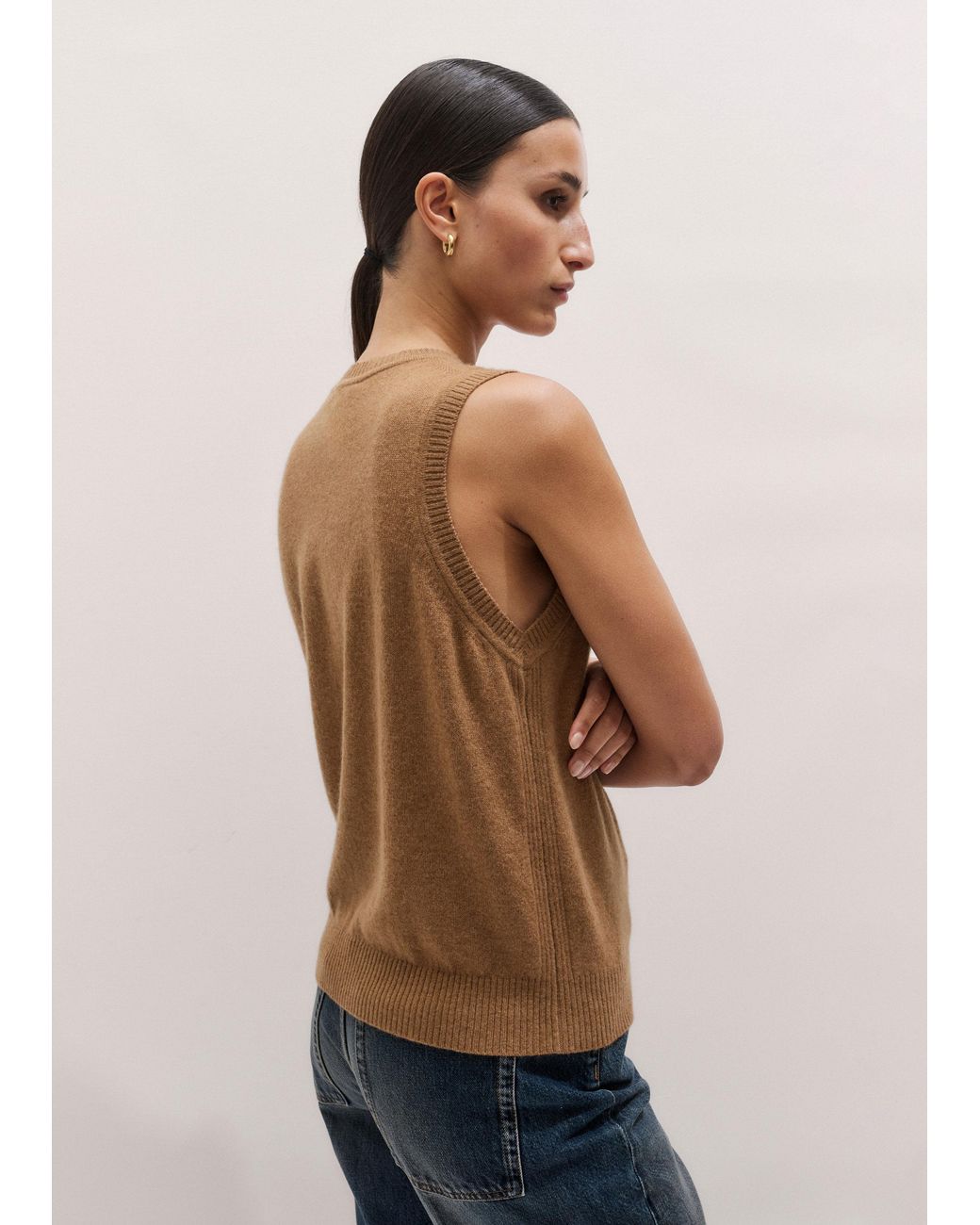 ME+EM Blue V-Neck Relaxed Knit Tank