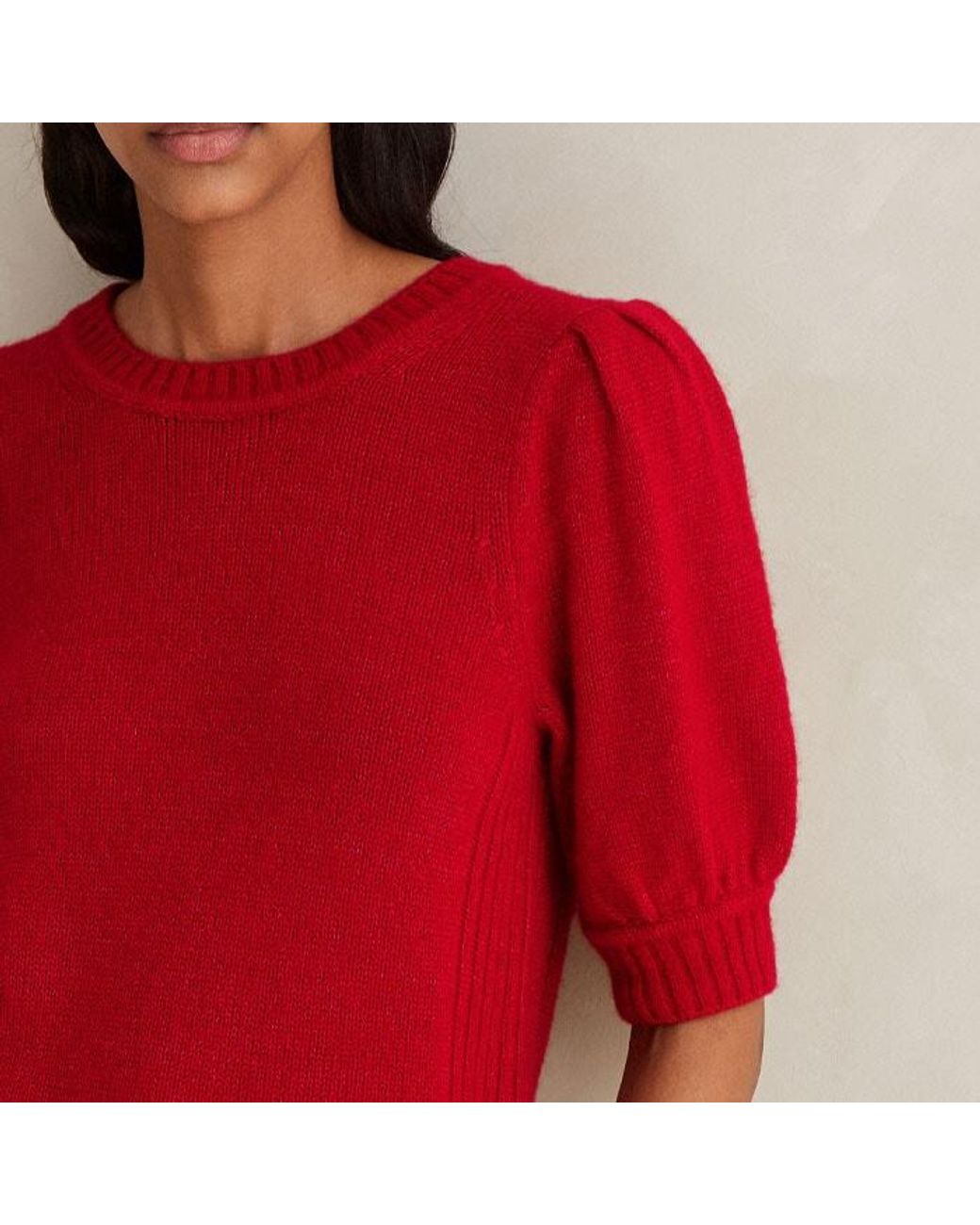 Lofty puff sleeve crew cheap sweater