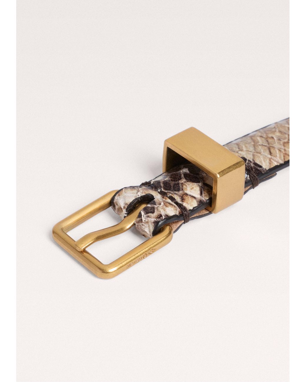 ME+EM Natural Snake Embossed Skinny Belt Tan