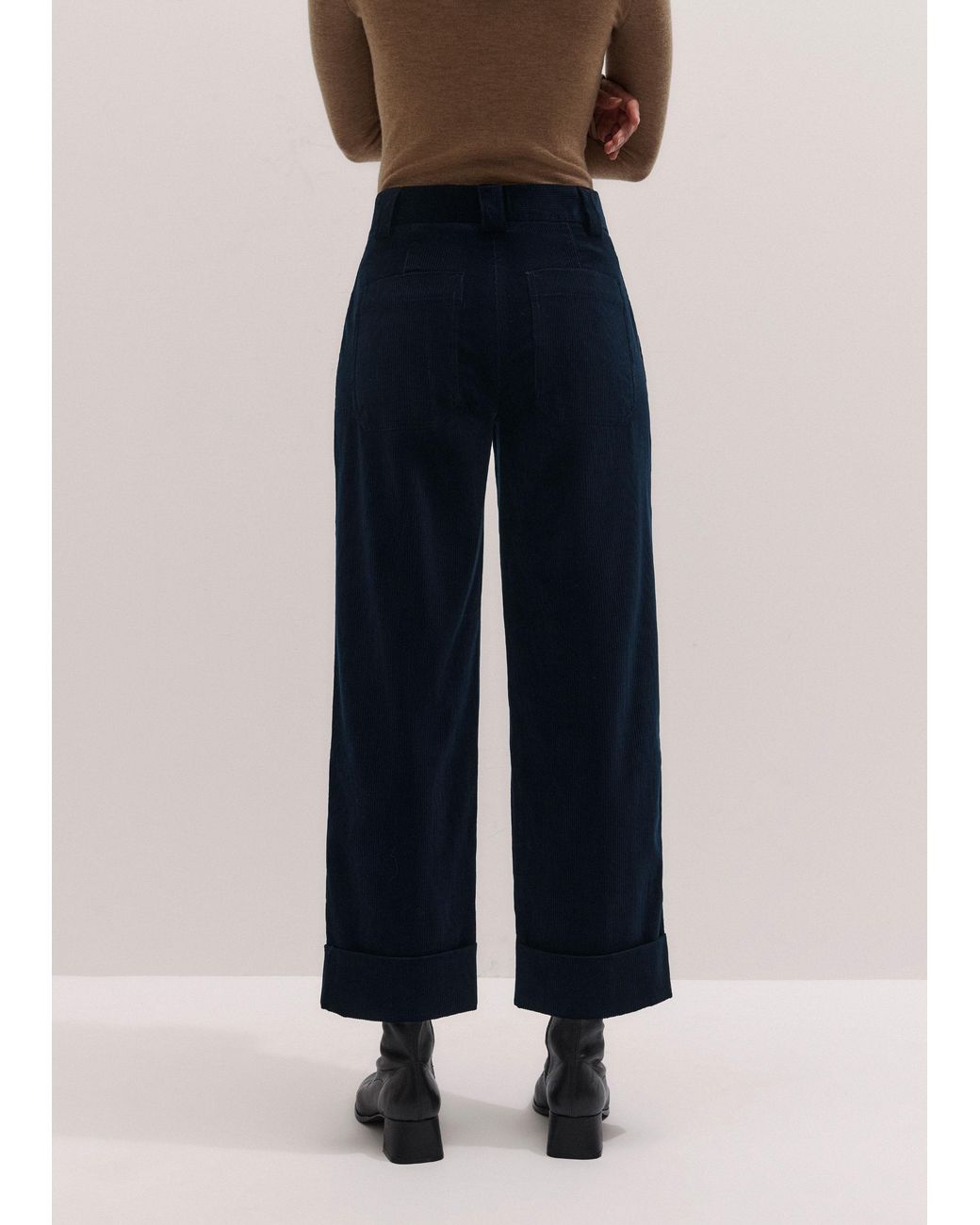 ME+EM Blue Straight Crop Trouser