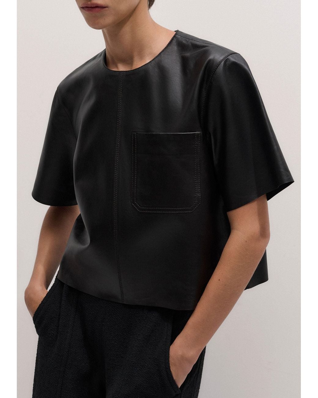 ME+EM Black Boxy Luxe T-Shirt