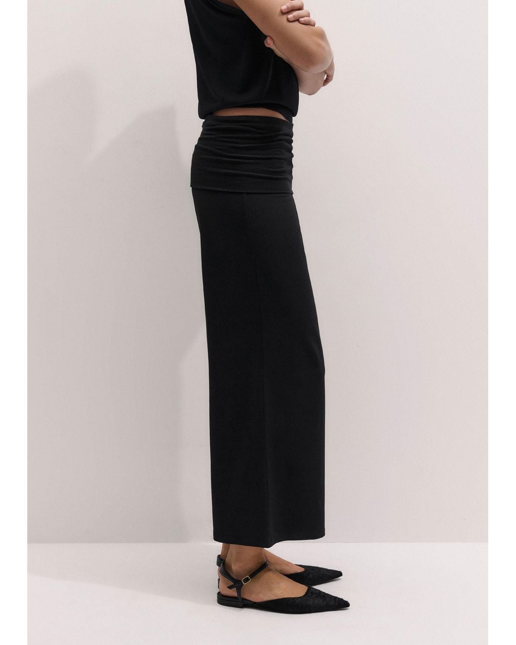 ME+EM Black Crop Palazzo Pant
