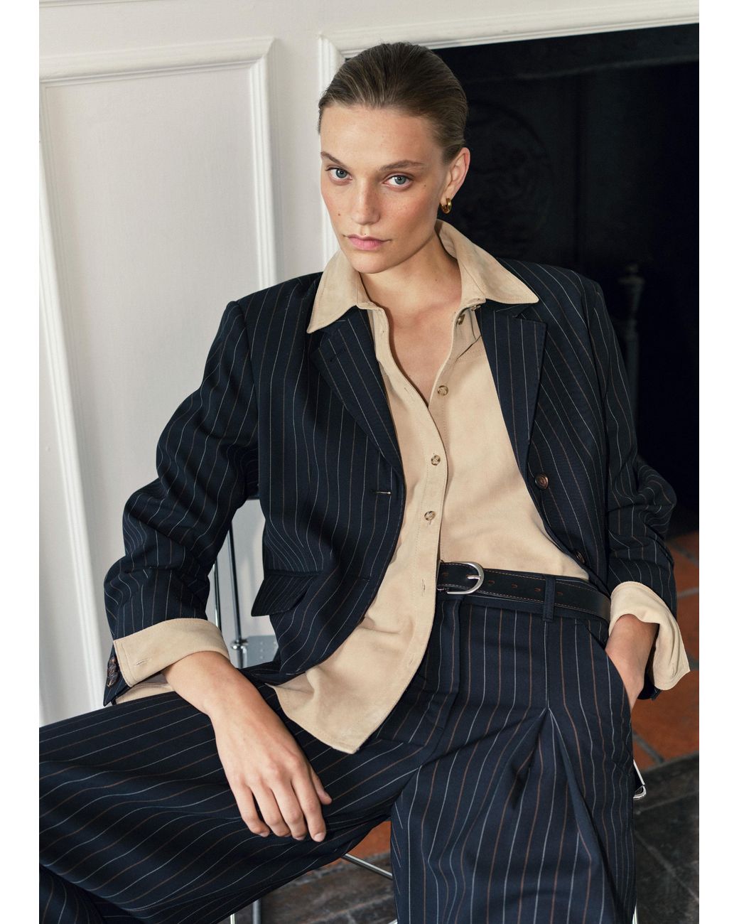 ME+EM Multicolor Luxe Suede Straight Shirt
