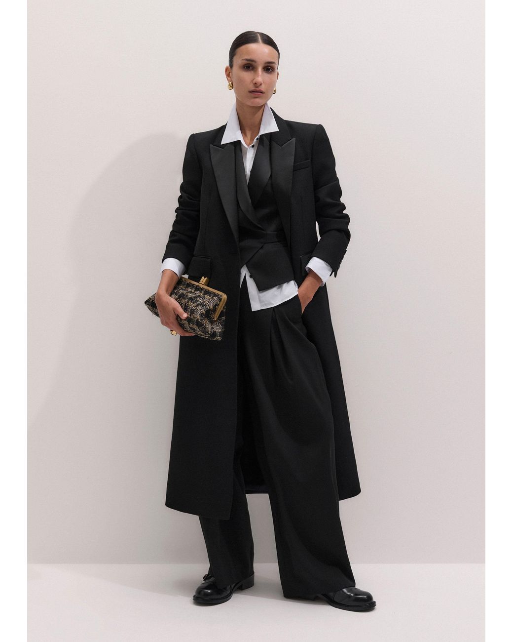 ME+EM Black Tux Wrap Waistcoat