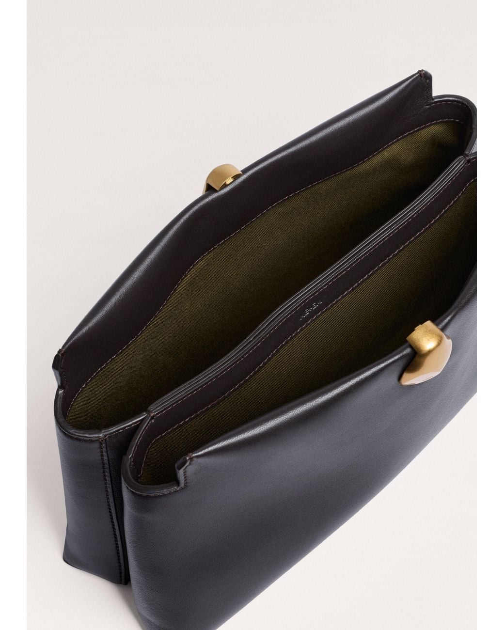 ME+EM Black Double Pouch Soft Clutch
