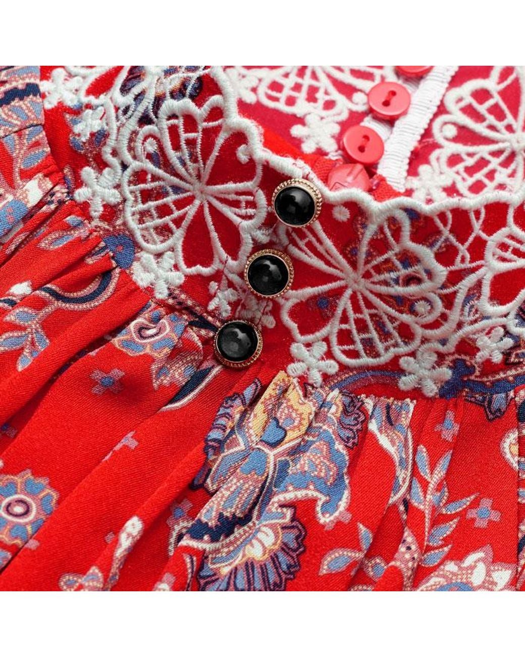 ME+EM Red Fit & Flare Ornate Paisley Print Maxi Dress