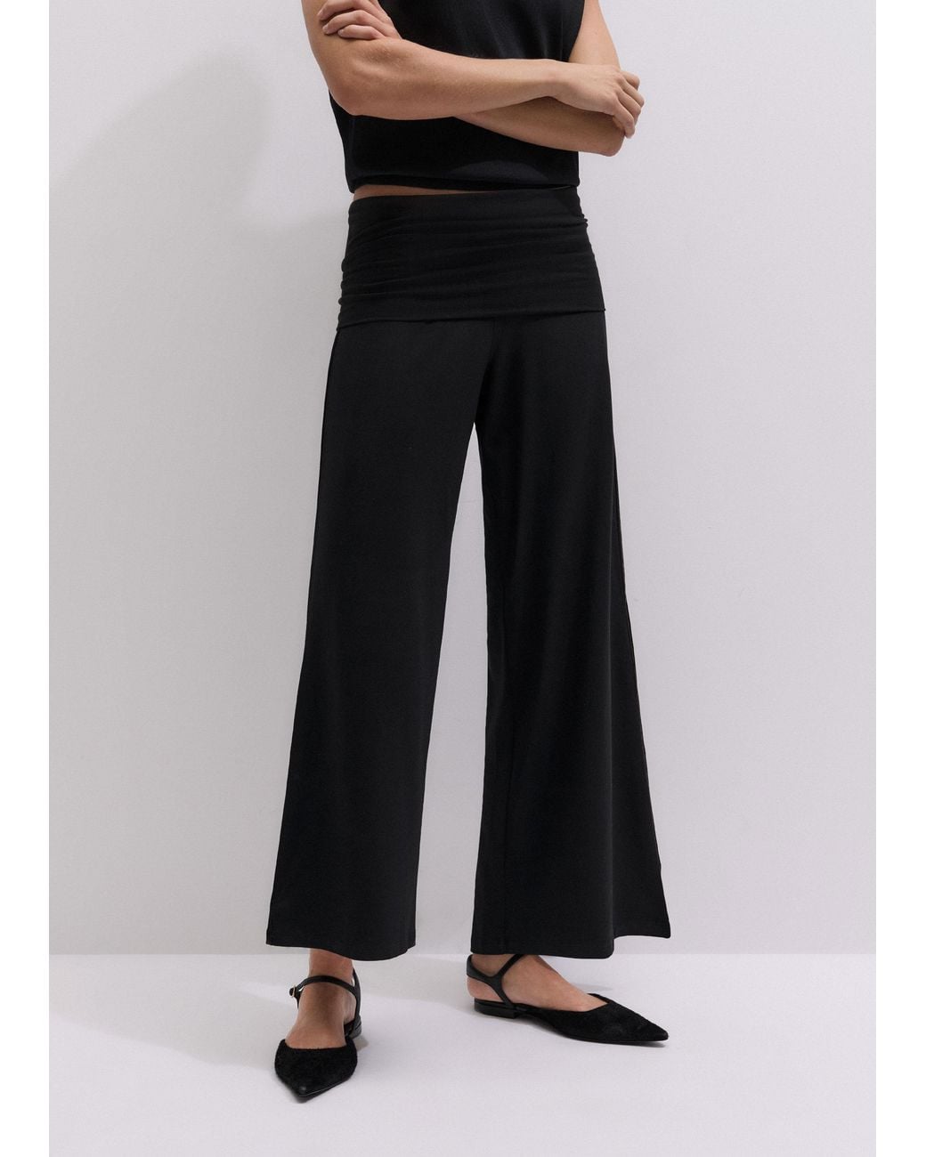 ME+EM Black Crop Palazzo Pant