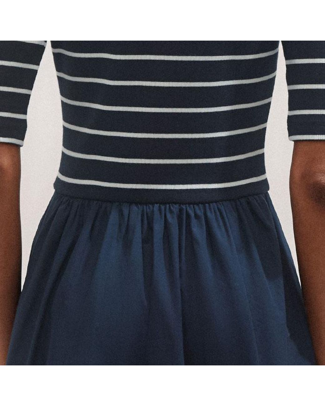 ME+EM Mixed Media Shirt Collar Maxi Dress in Blue | Lyst