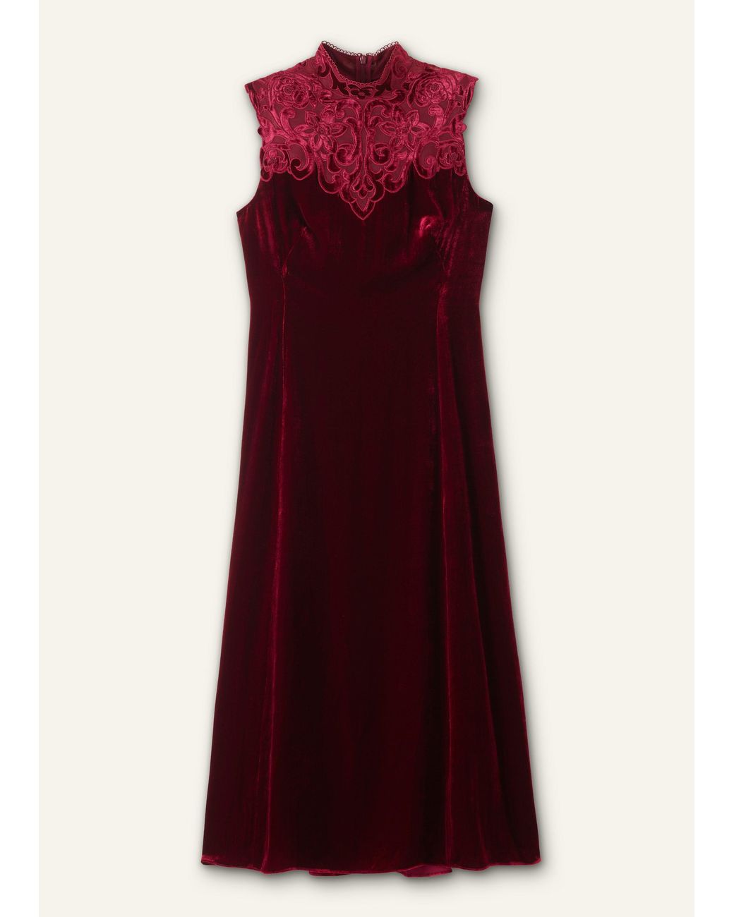 ME+EM Silk Blend Velvet Embroidered Midi Dress