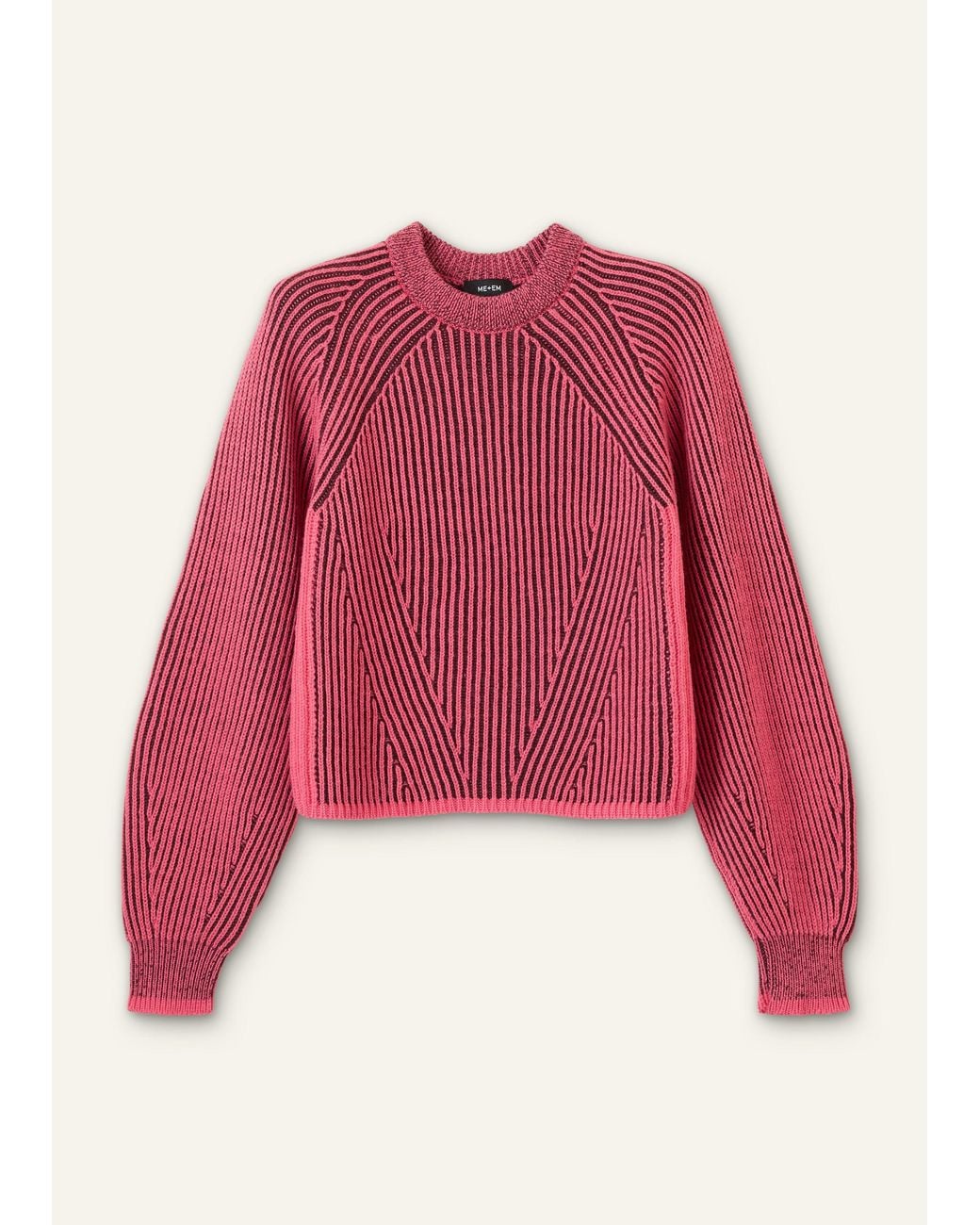 ME+EM Red Merino Fashioned Rib Jumper