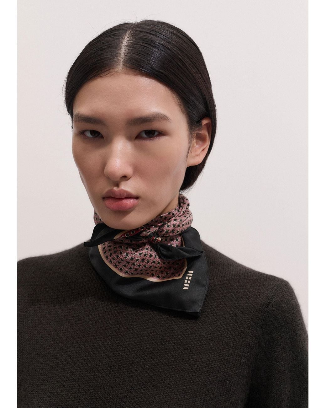 ME+EM Purple Reversible Geometric Print Scarf Barolo