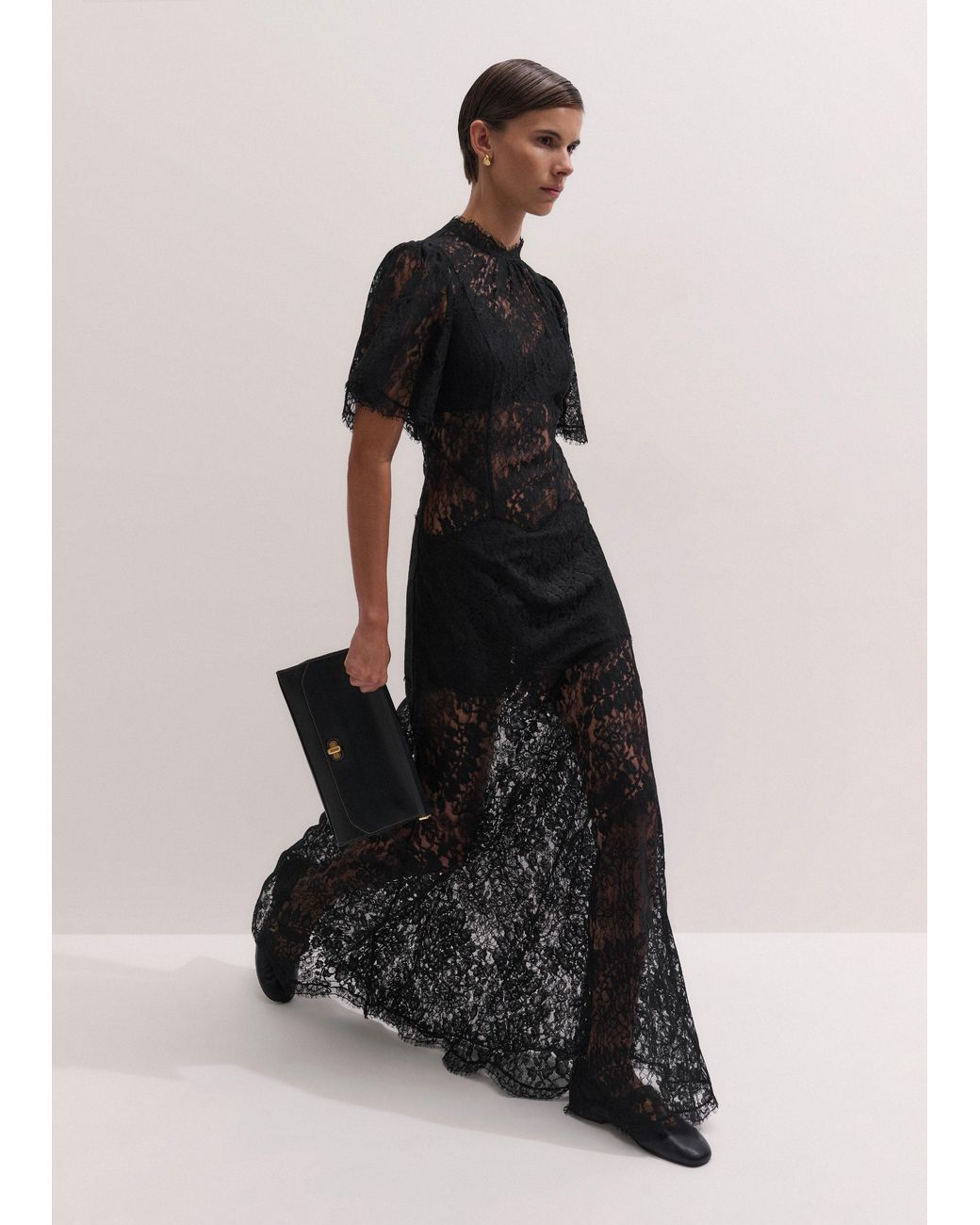 ME+EM White Fluid Lace Full Length Gown + Slip