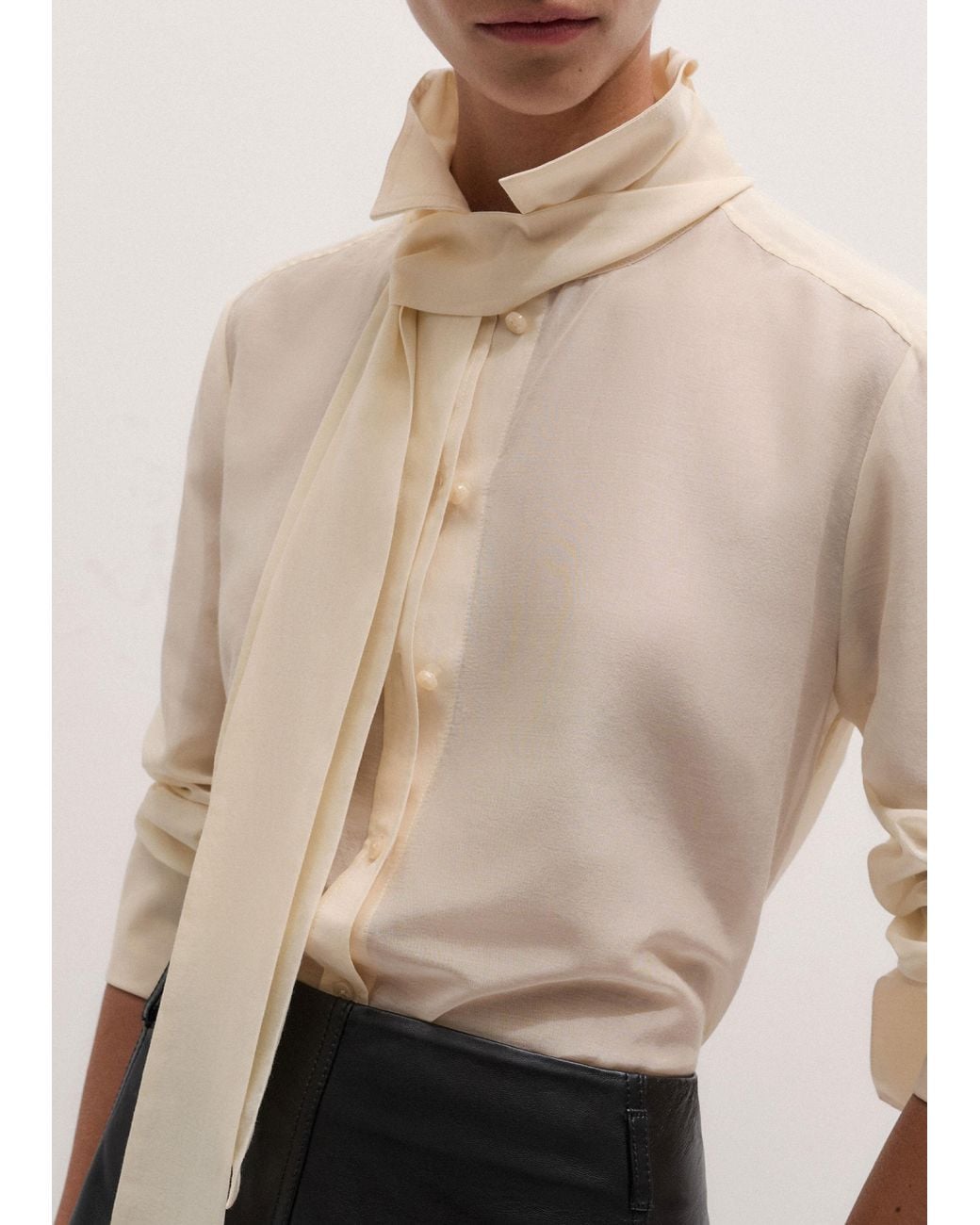 ME+EM Natural Silk Cotton Cloud Layering Shirt + Tie