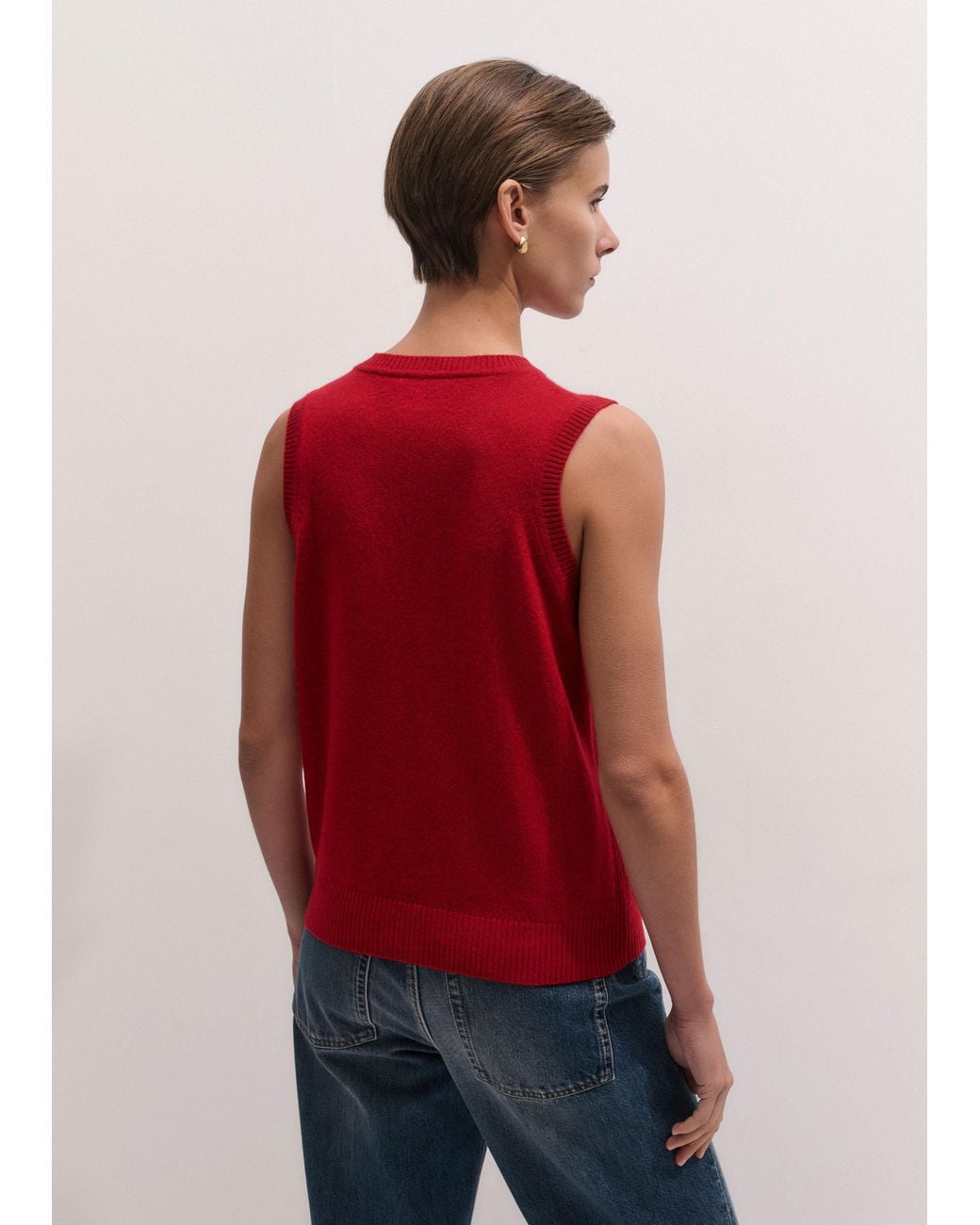 ME+EM Red V-Neck Relaxed Knit Tank
