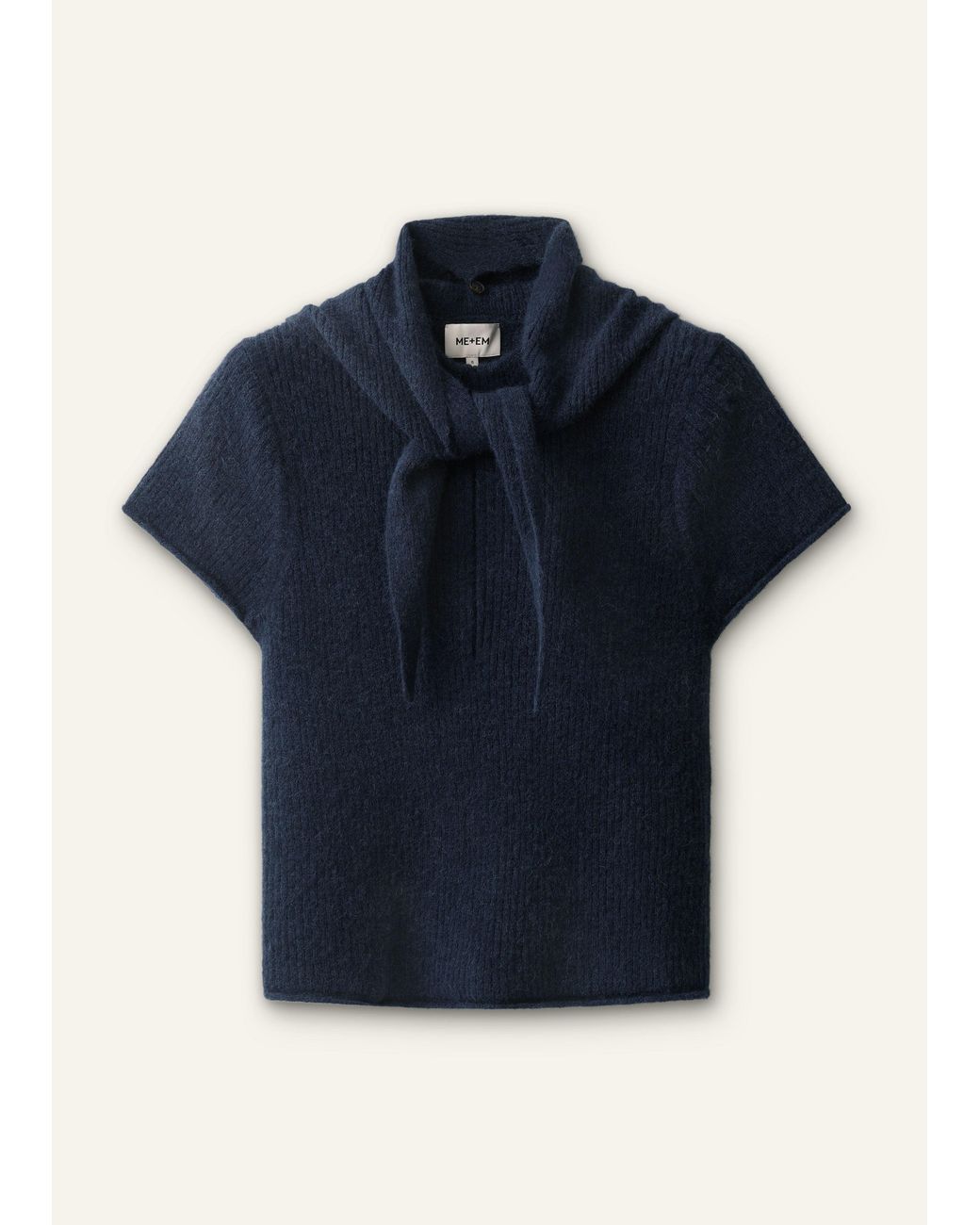 ME+EM Blue Responsible Alpaca Half Zip Baby Tee + Scarf