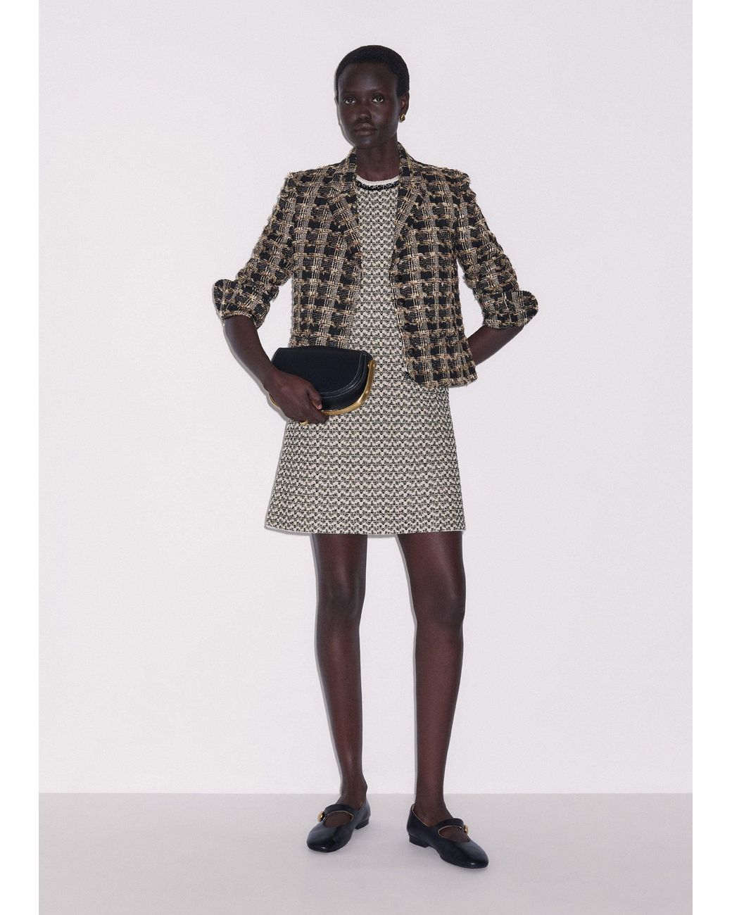 ME+EM Multicolor Metallic Tweed A-Line Knit Mini Dress
