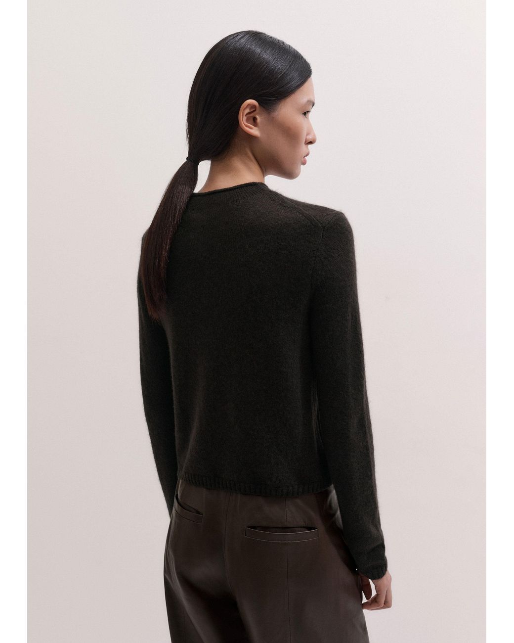 ME+EM Black Merino Cashmere Silk High Neck Straight Jumper