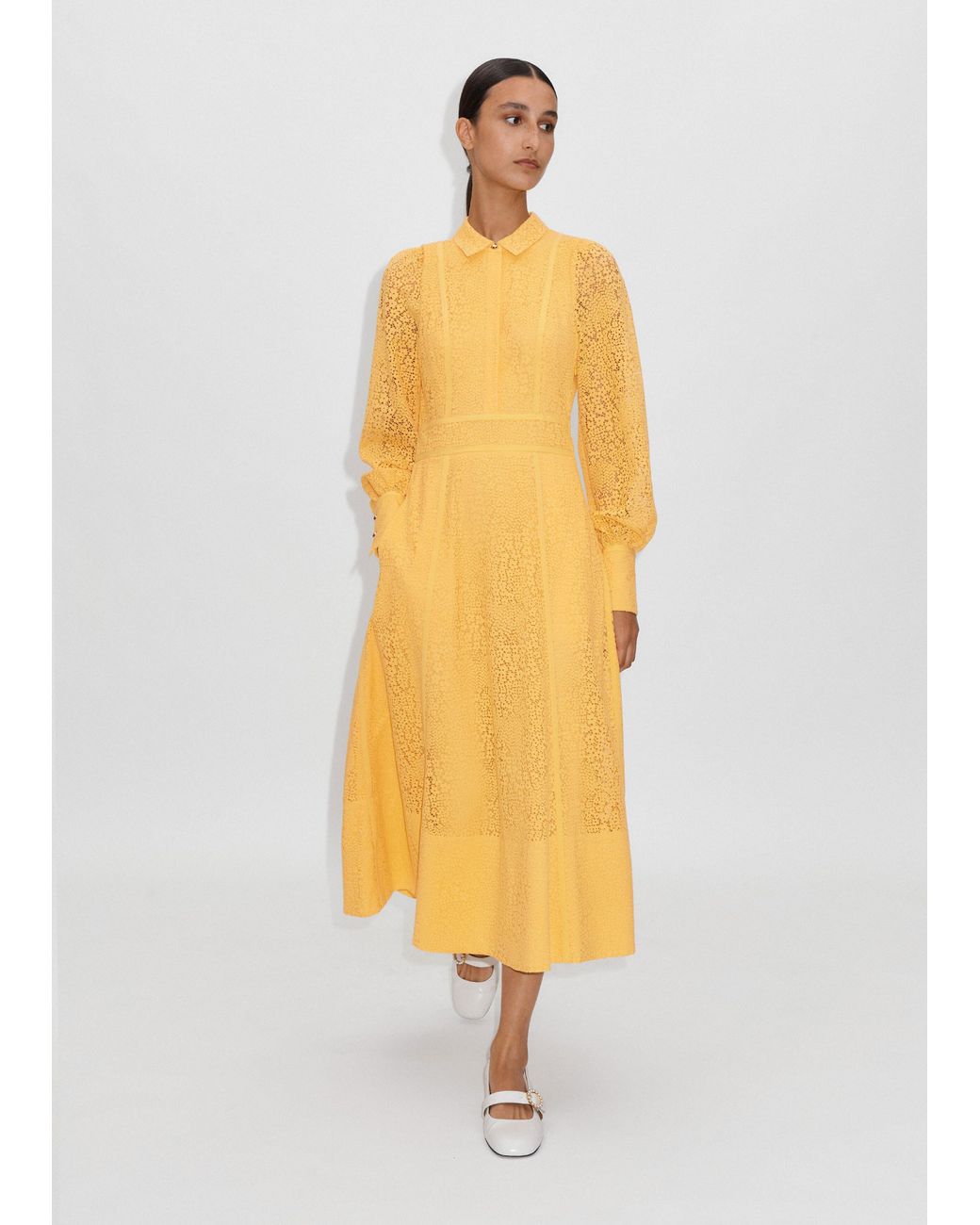 chinese dress ladies CULT MIA X I.H.F STUDIO FLORAL GARDEN YELLOW LACE DRESS