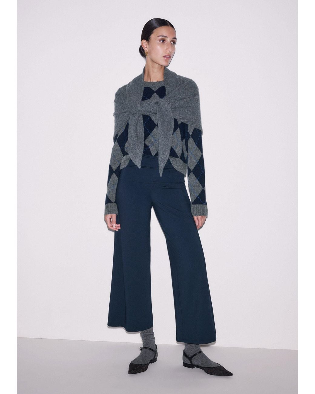 ME+EM Blue Crop Palazzo Pant