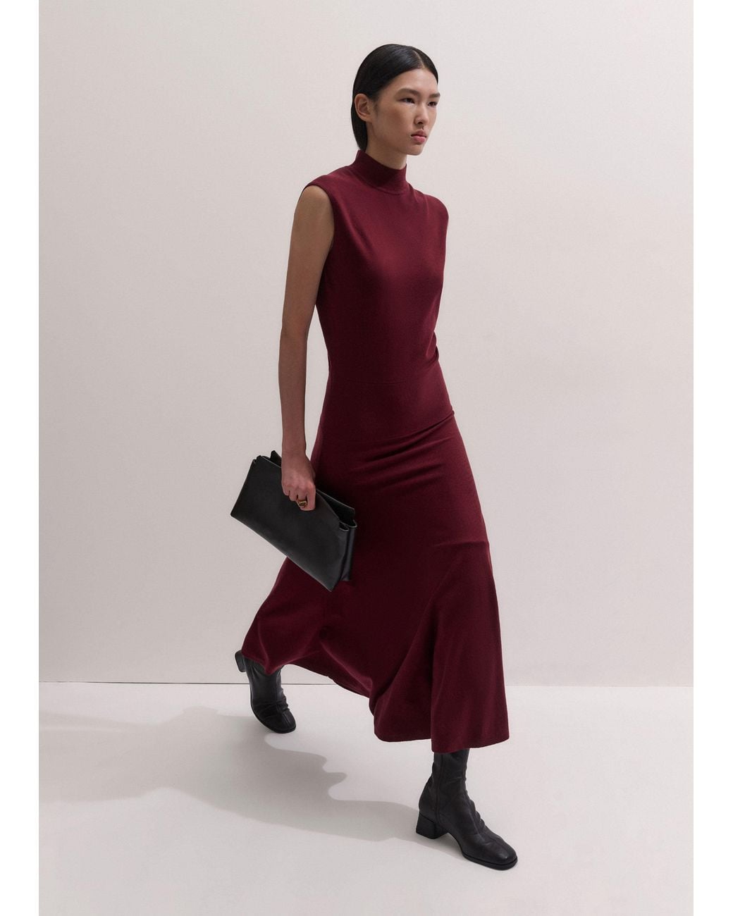 ME+EM Red High Neck Knit Maxi Dress + Layering Top