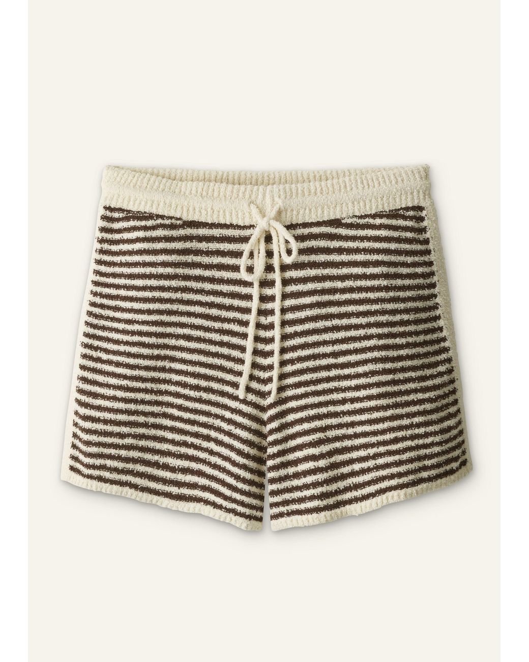 ME+EM Multicolor Textured Micro Stripe Knit Shorts Cocoa-Cream