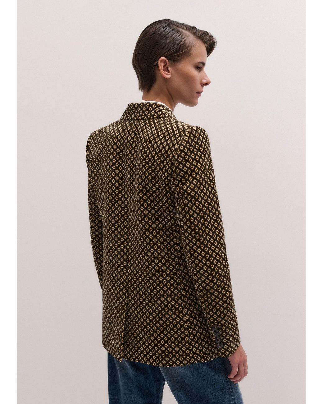 ME+EM Brown Sharp Shoulder Blazer