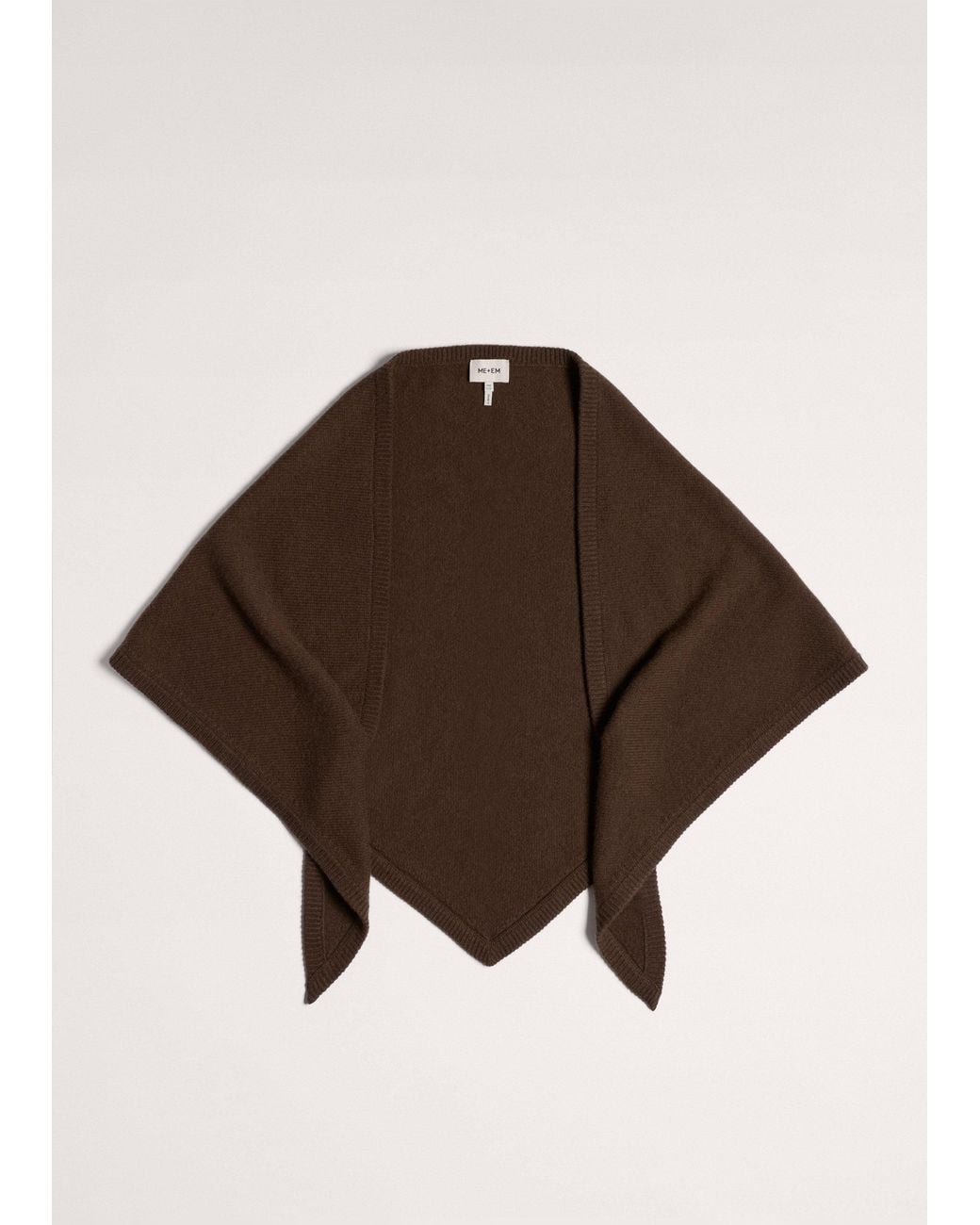 ME+EM Brown Cashmere Triangle Knit Scarf