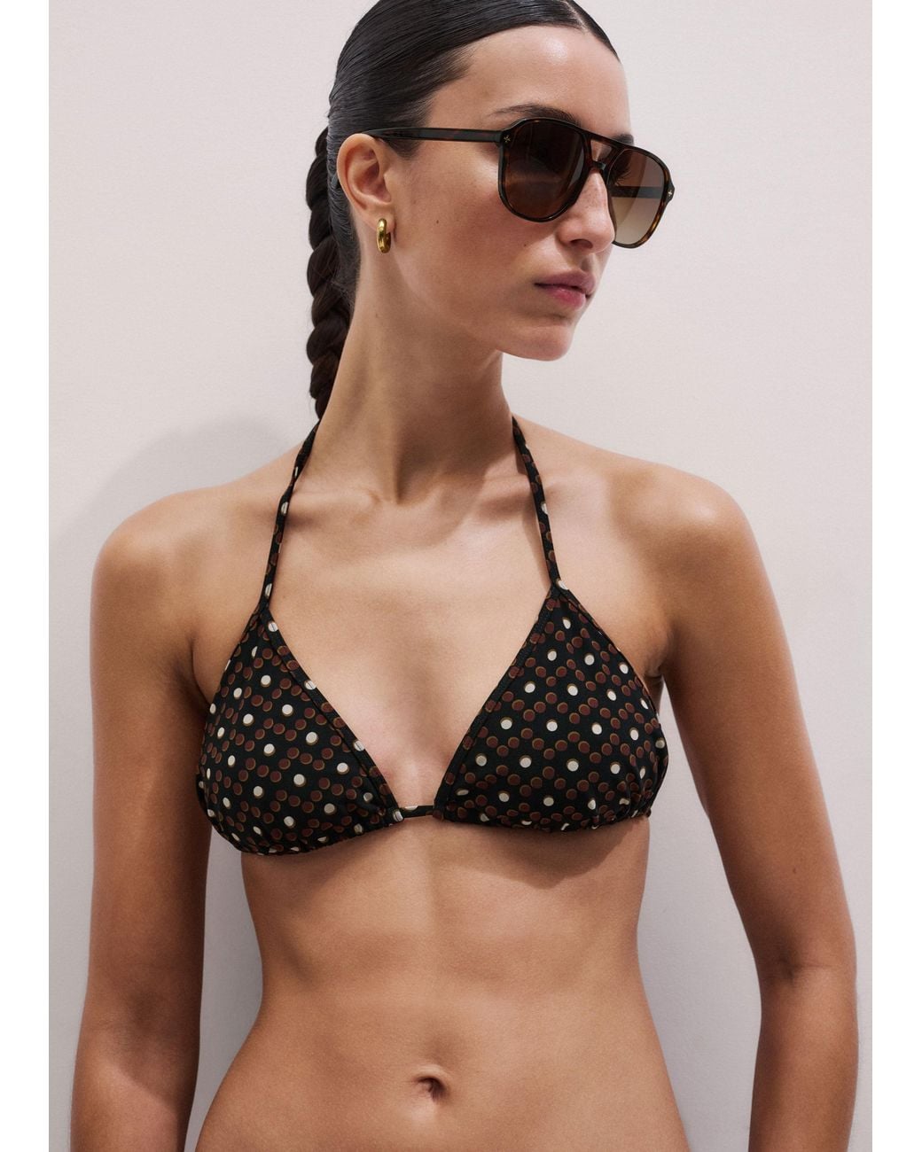 ME+EM Blue Printed Adjustable Triangle Bikini Top