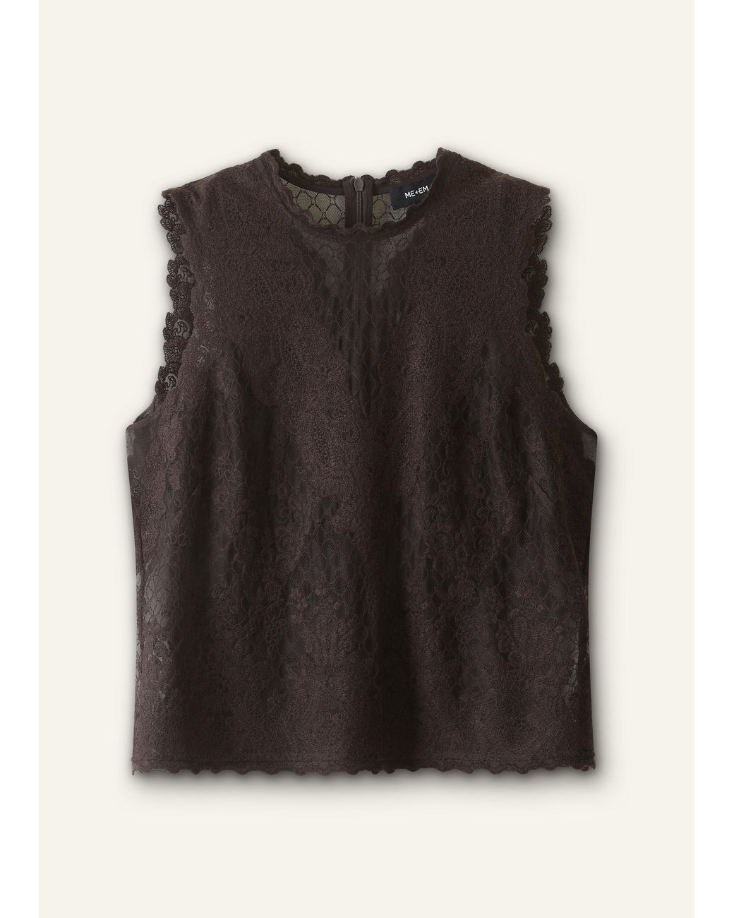 ME+EM Black Embroidered Tulle Top + Cami