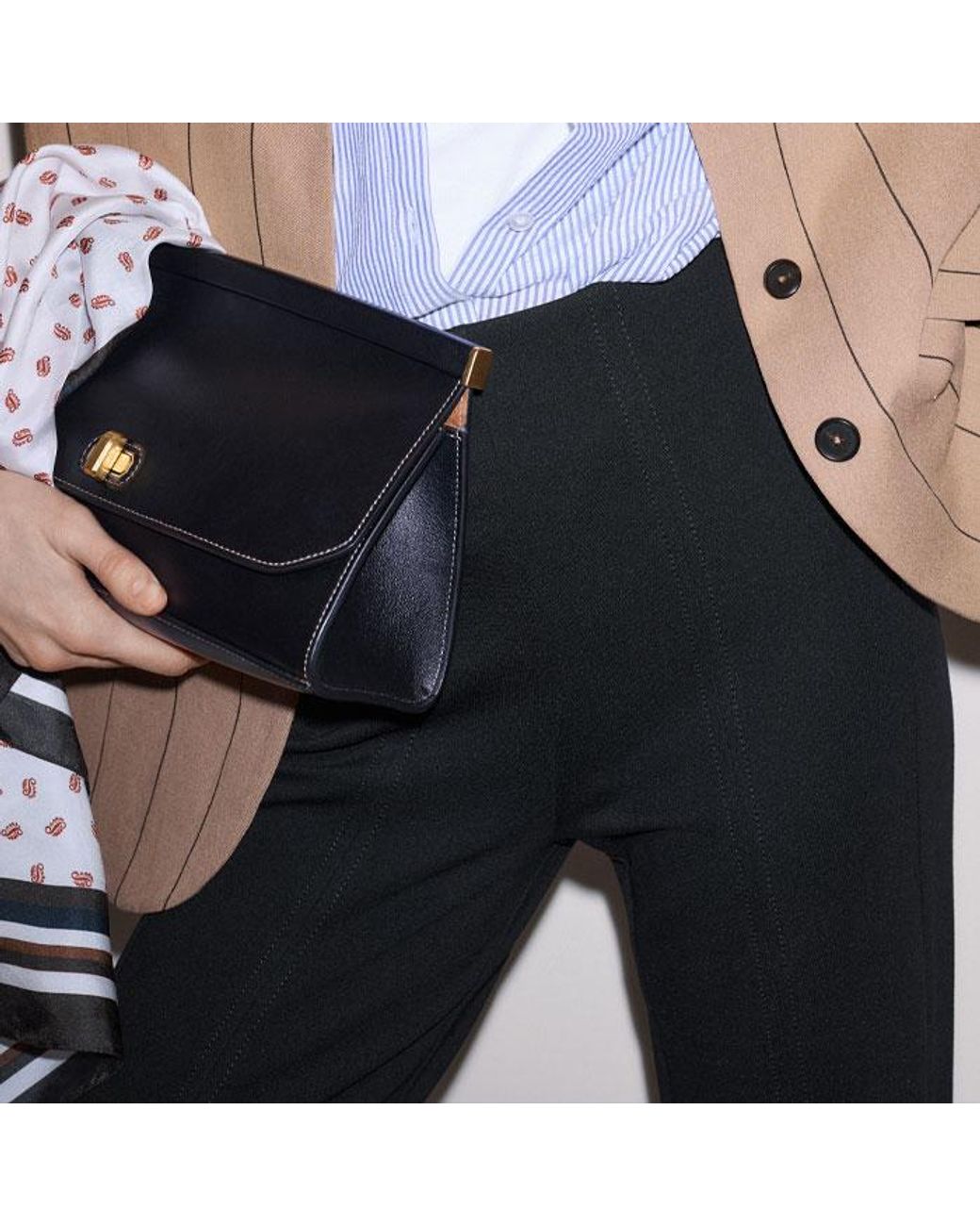ME+EM Black Travel Tailoring Kick Flare Trouser