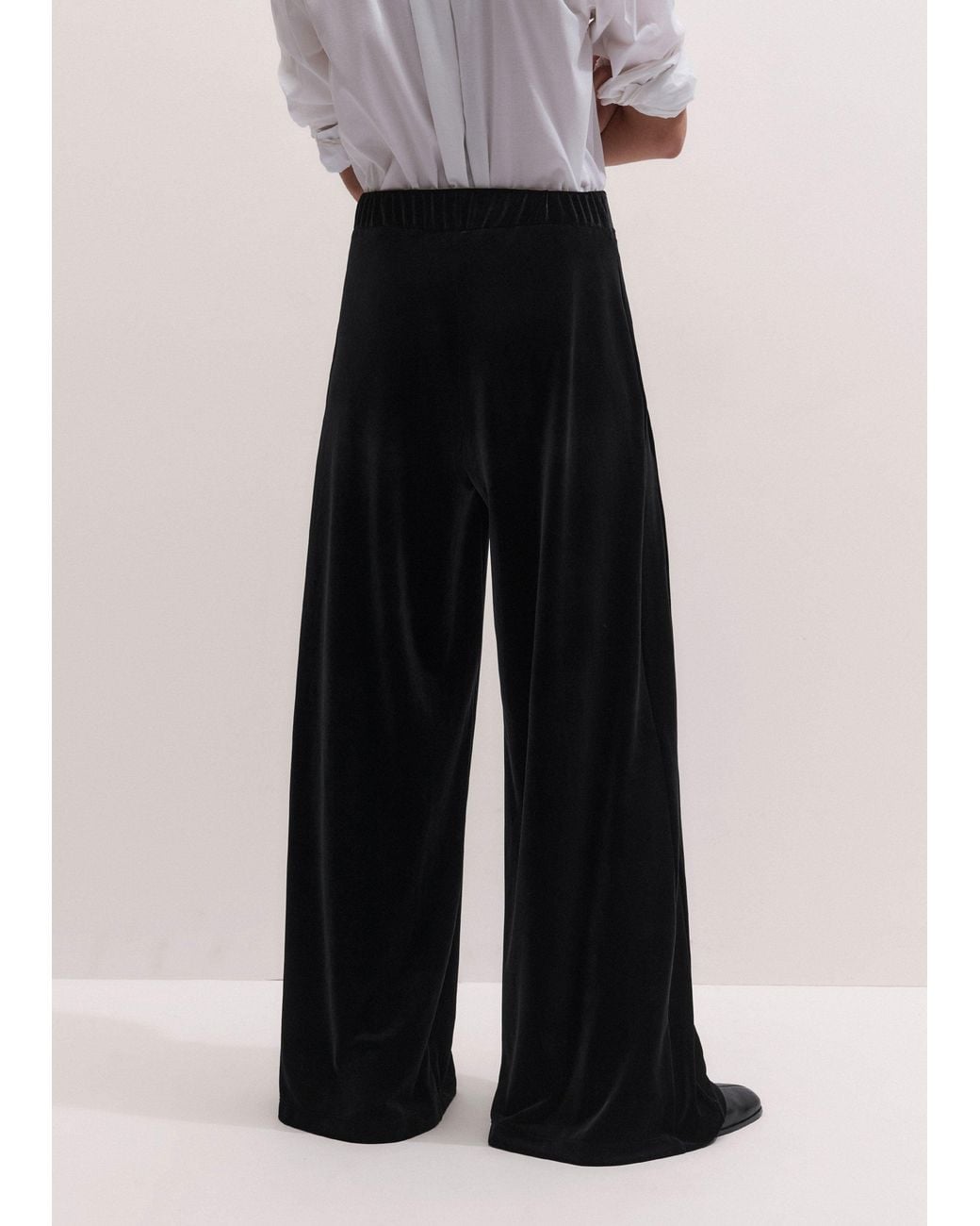 ME+EM White Fluid Velour Wide-Leg Trouser