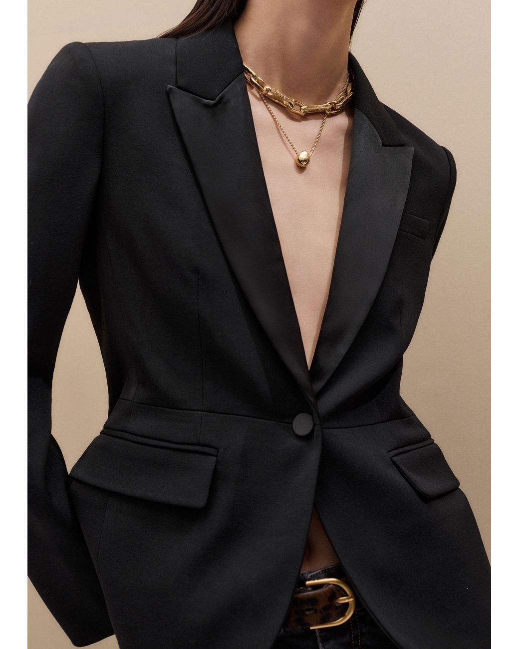 ME+EM Black Contour Tux Blazer