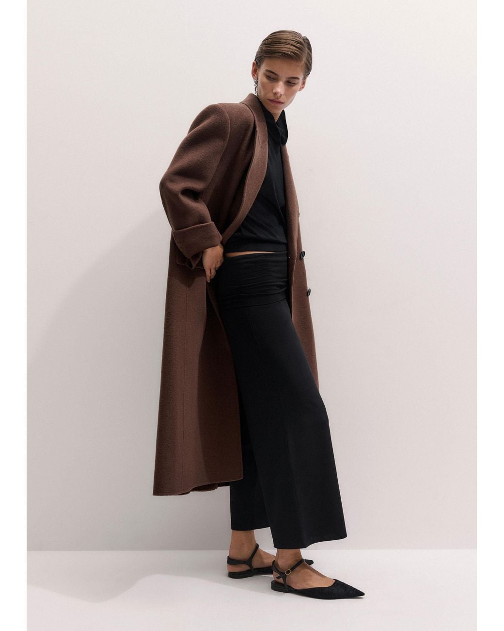 ME+EM Black Crop Palazzo Pant