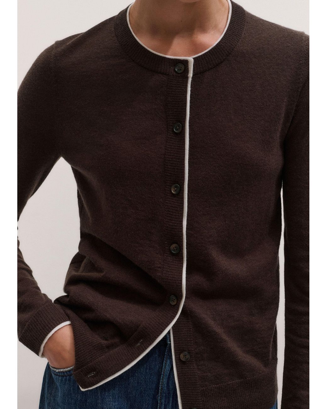ME+EM Multicolor Barely There Contrast Slim Cardigan