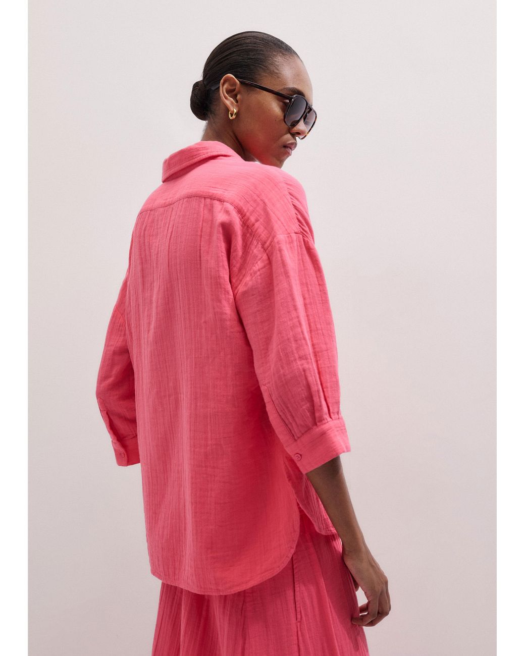 ME+EM Pink Cheesecloth Relaxed Shirt